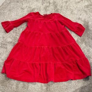 Hanna Andersson Red Velvet Tiered Dress for Christmas Valentines Holiday